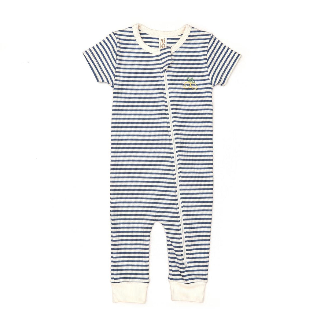 Blue Stripes Lemon Romper