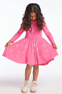 Flamingo Glitter Snowflake Dress