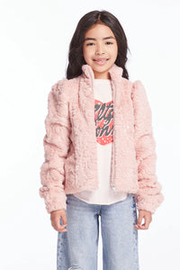 Girls Pinky Puff Sleeve Jacket