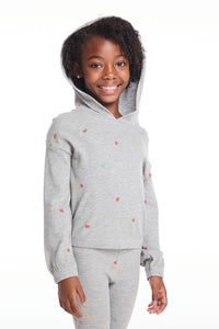 Semi Cropped Shirred Fruity Hoodie Pullover