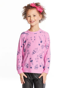 Snack Time Pink Raglan Pullover