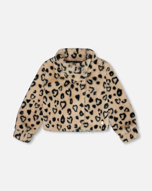 Heart Leopard Faux Fur Jacket