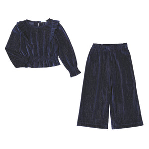 Navy Velvet Pant Set