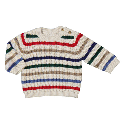 Multi Stripe Button Baby Sweater