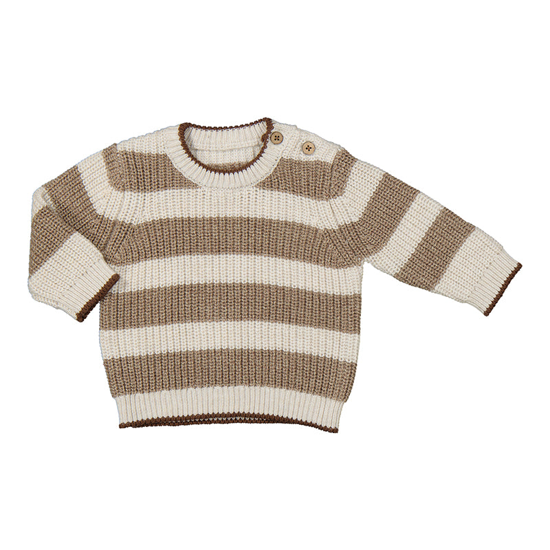 Tiramisu Stripe Button Baby Sweater