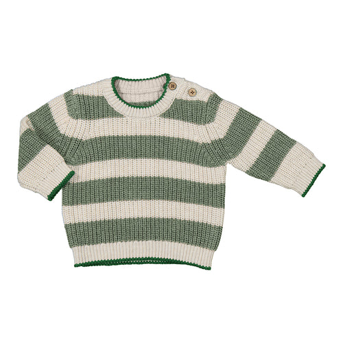 Forest Stripe Button Baby Sweater