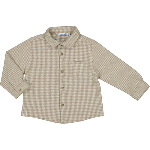 Heather Latte Check Baby Button Down Shirt