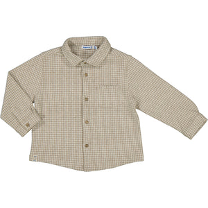 Heather Latte Check Baby Button Down Shirt