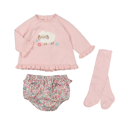 Rose Sheep Baby Bloomer Set