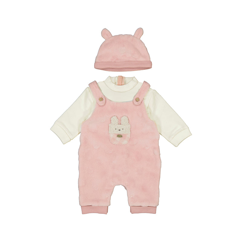 Blush Fuzzy Baby Overall Set