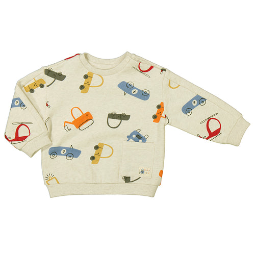 Oatmeal Vehicle Baby Pullover