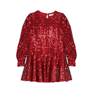 Red Sequin Long Sleeve Dress