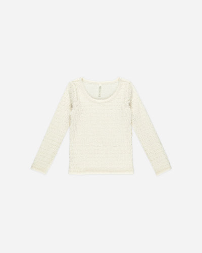 Ivory Textured Long Sleeve Top