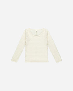 Ivory Textured Long Sleeve Top