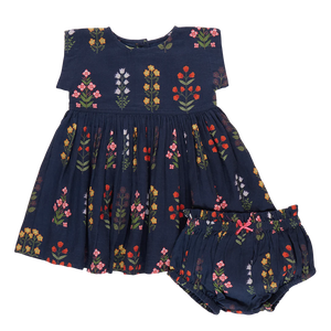 Navy Field Floral Marie Dress Set