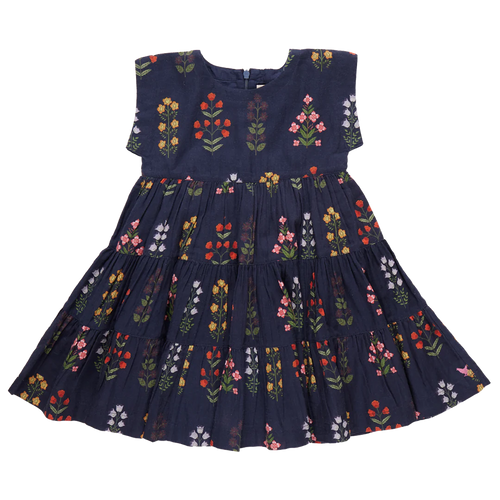 Navy Field Floral Peachy Dress