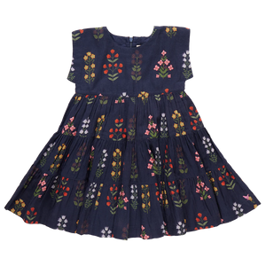 Navy Field Floral Peachy Dress