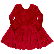 Load image into Gallery viewer, Red Velour Pearl Dress