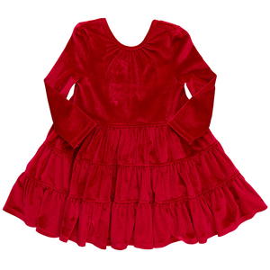 Red Velour Pearl Dress