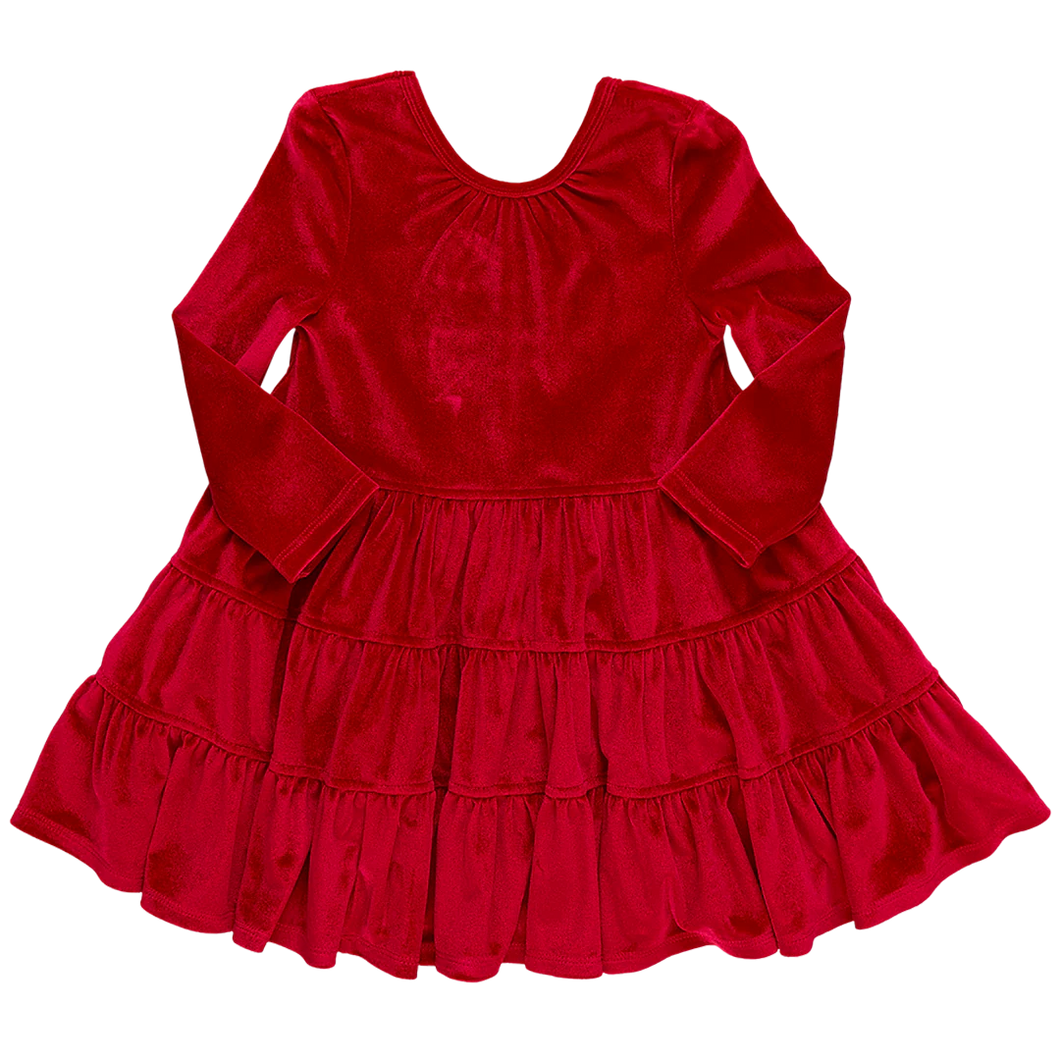 Red Velour Pearl Dress