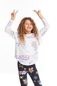 Peace & Love Long Sleeve Shirttail Tee