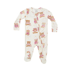 Pink Teddy Bears 2 Way Zipper Footie