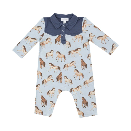 Horses Long Sleeve Comboy Romper