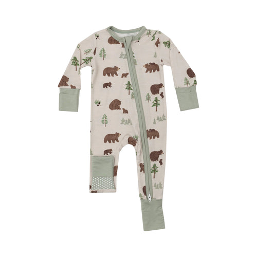 Sweet Brown Bears 2 Way Zipper Romper