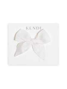 Coconut Baby Linen Bow Clip