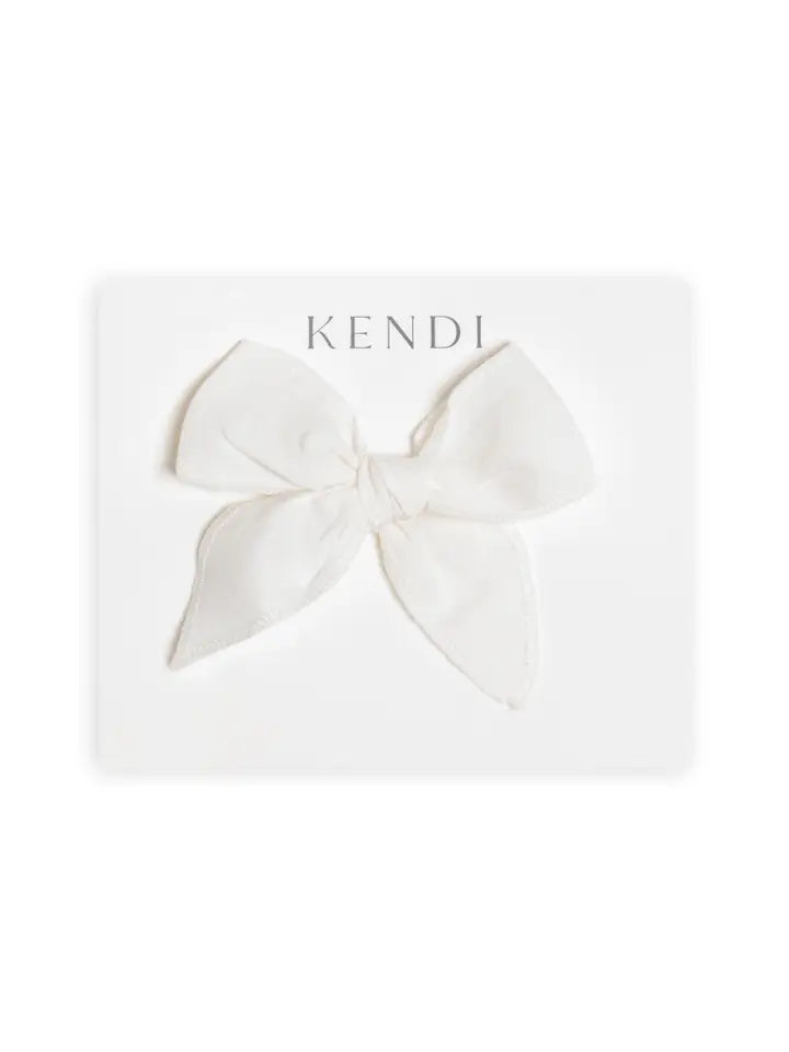 Coconut Baby Linen Bow Clip