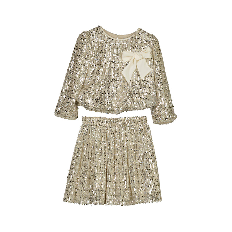 Champagne Sequin Skirt Set