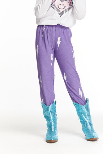 Purple Glitter Bolt Pants